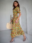 Summer set with flowers, yellow maxi blouse and skirt 3364 - Online store - Boutique